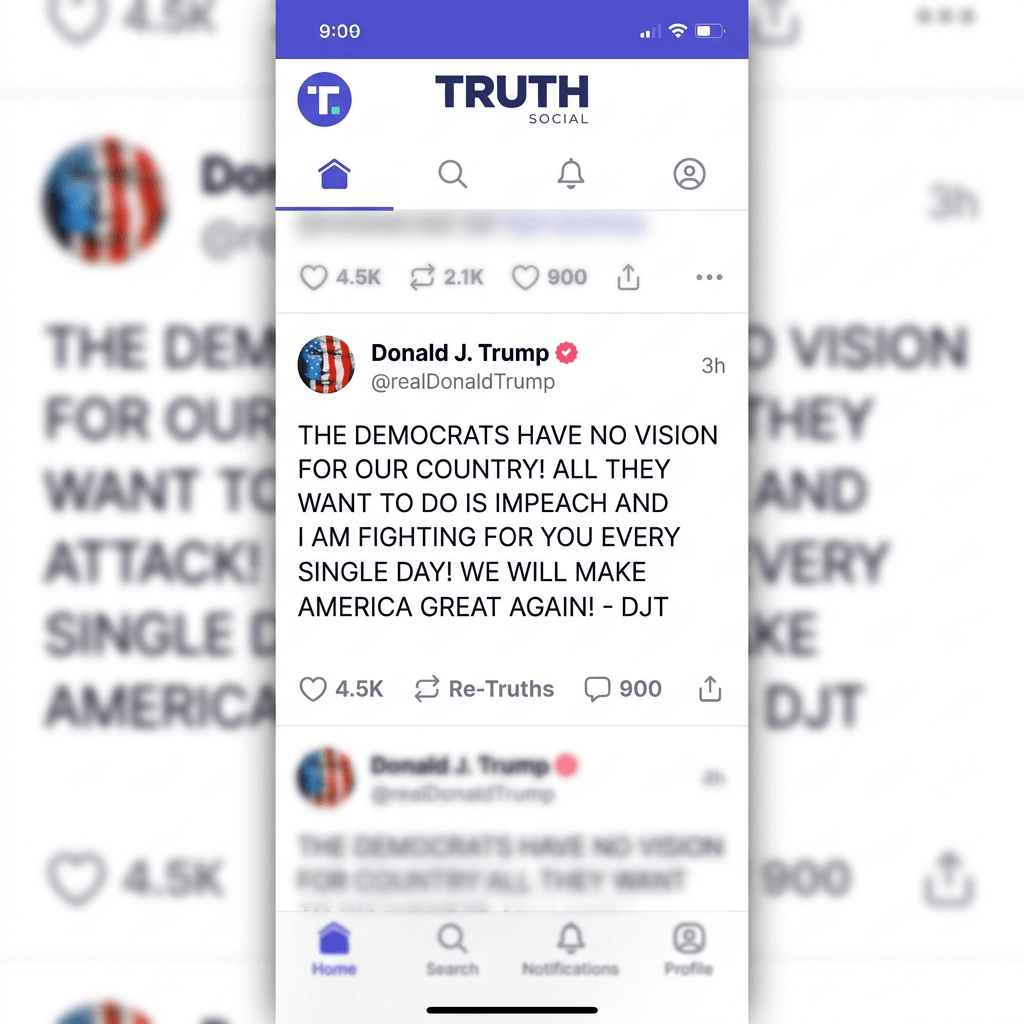 Donald J. Trump post on Truth Social criticizing Democrats and pledging to make America great again